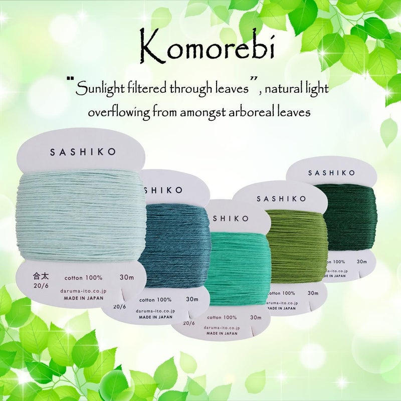 Daruma Sashiko Thread 100% Cotton Card Type (32.8 yd) x 5 Colors with English Manual, Sewing & Embroidery Value Set with Gift Package(Thick, Komorebi) - Image 5